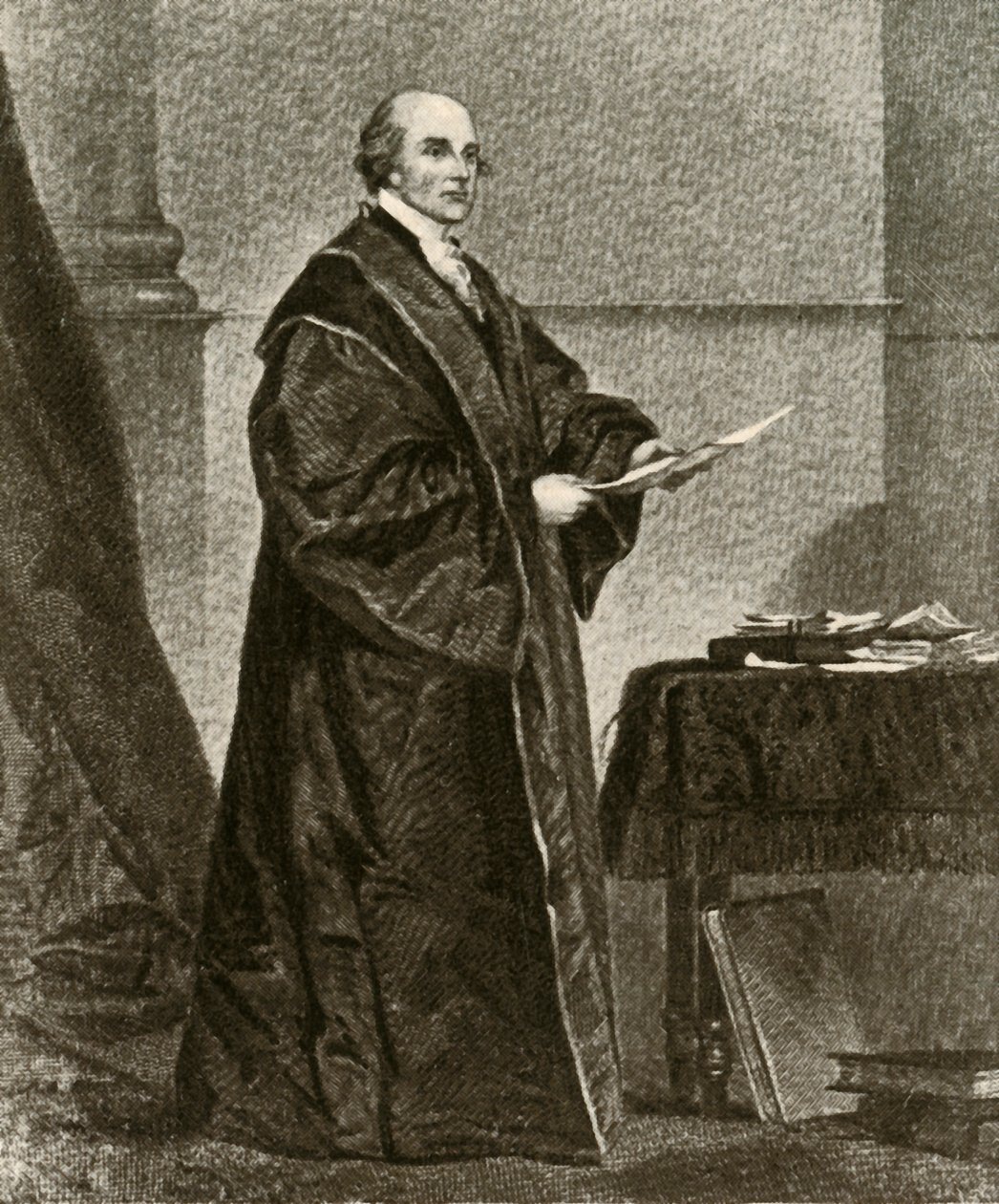Portret van John Jay in zijn gewaden als Eerste Opperrechter van de Verenigde Staten, ca. 1780 door Unbekannt