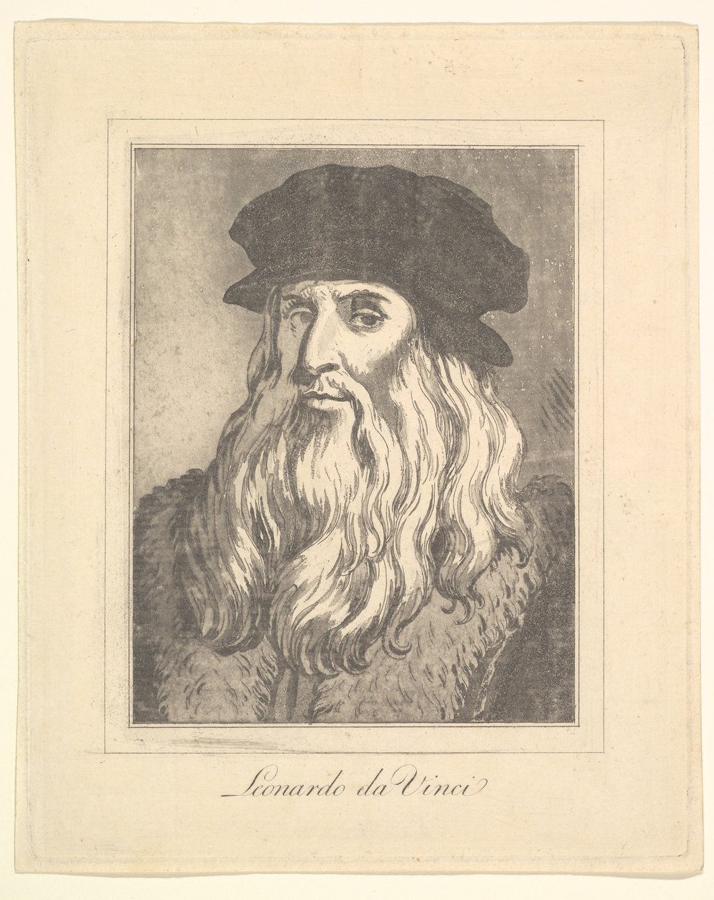 Portret van Leonardo da Vinci uit Characaturas door Leonardo da Vinci, uit tekeningen door Wi..., 1786 door Unbekannt