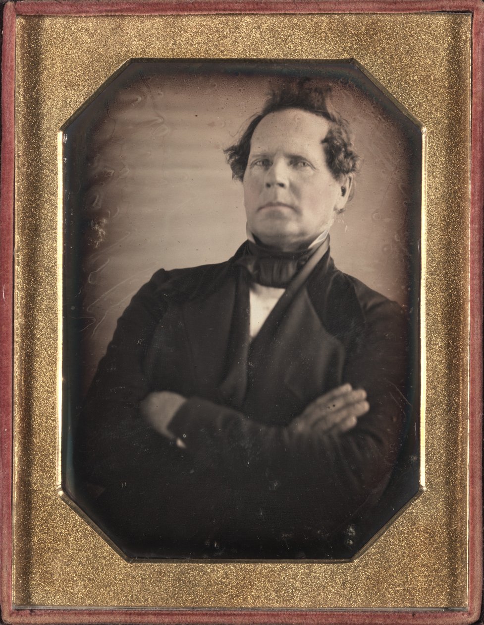 Portret van man die van de camera weg leunt, late jaren 1840 door Unbekannt