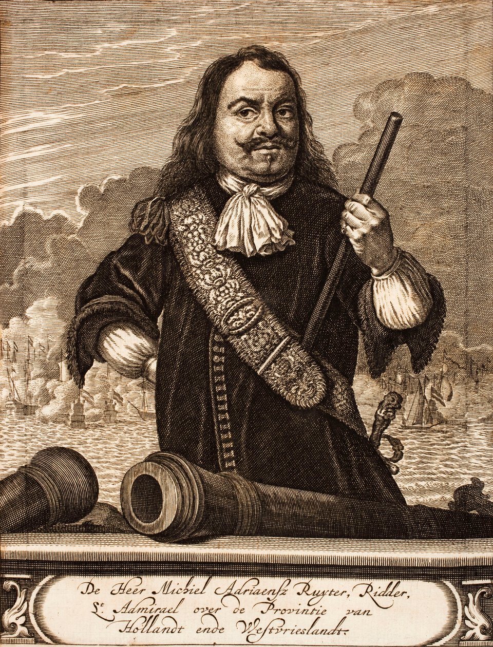 Portret van Michiel de Ruyter 1607-1676 Uit: Schauplatz des Krieges, 1675 door Unbekannt