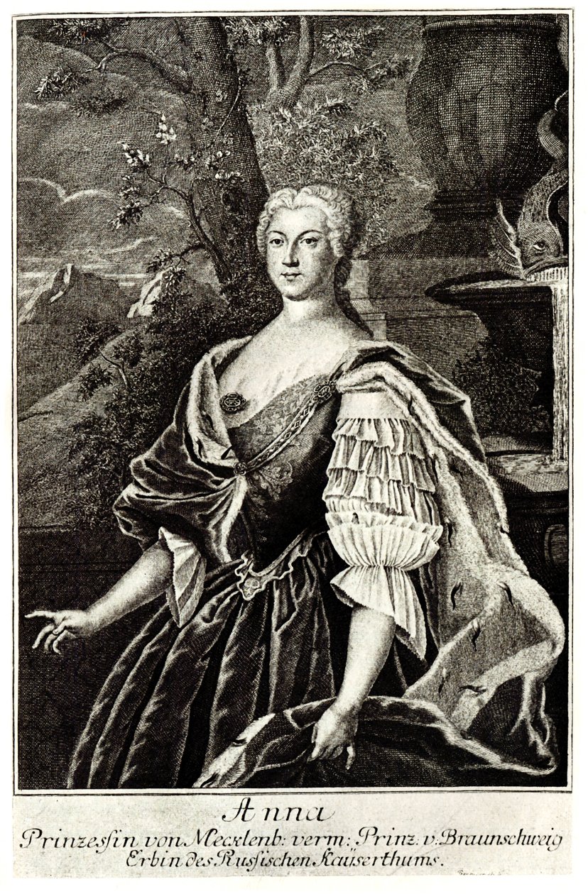 Portret van Prinses Anna Leopoldovna 1718-1746, moeder van tsaar Ivan VI door Unbekannt