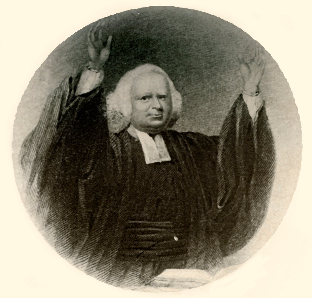 Portret van Ds. George Whitefield in toga en pruik gedragen in New England, ca. 1750, 1937 door Unbekannt