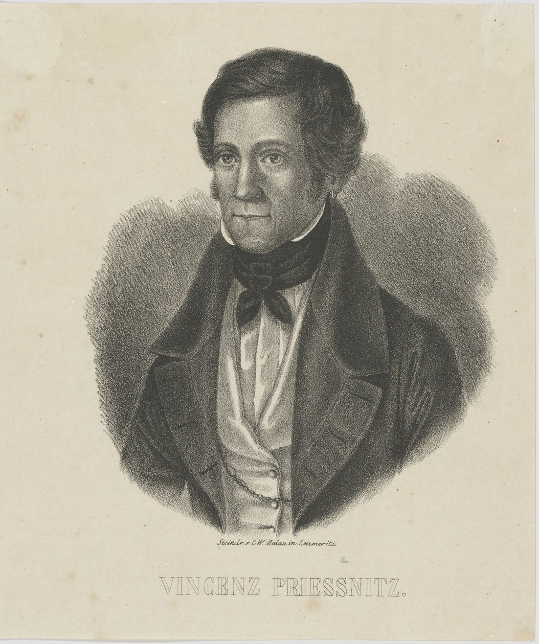 Portret van Vincenz Priessnitz 1799-1851, ca. 1840 door Unbekannt