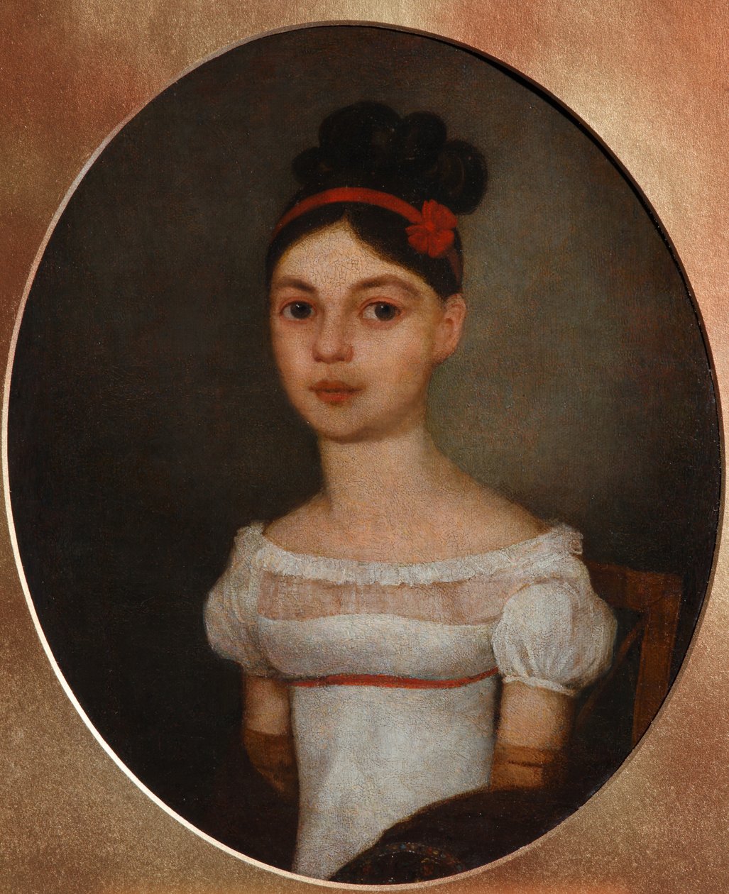 Portret van Yelizaveta Fyodorovna Ozerova, née Zagryazyskaya 1800-1885, c. 1815 door Unbekannt