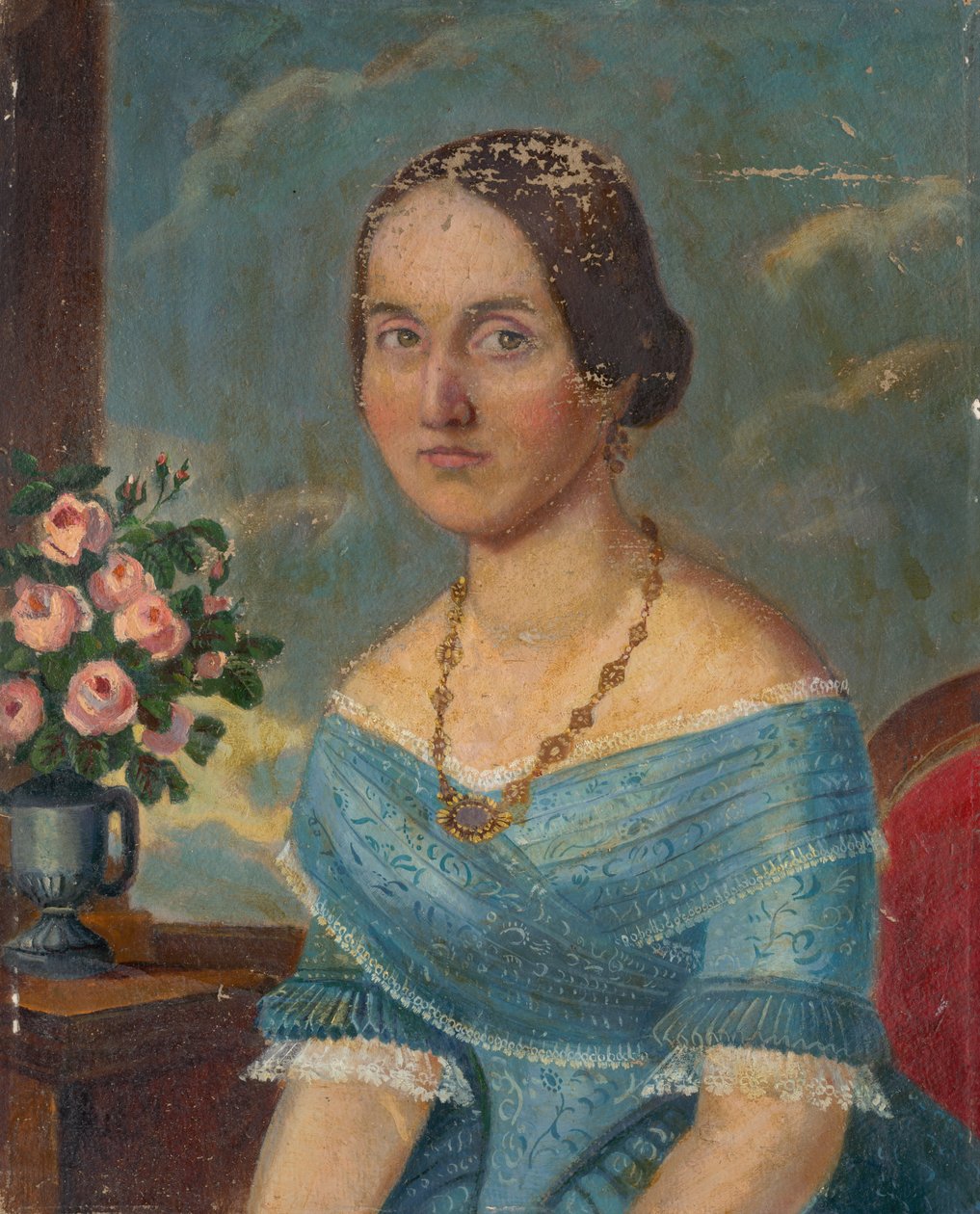 Portret van een dame met een ketting door Unbekannt