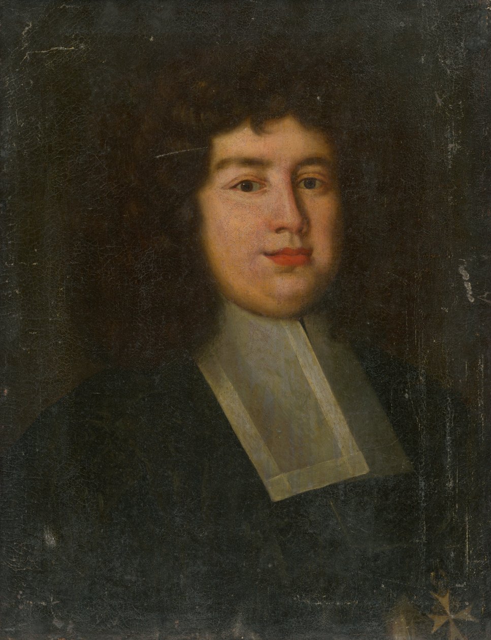 Portret van een man met een witte kraag door Unbekannt