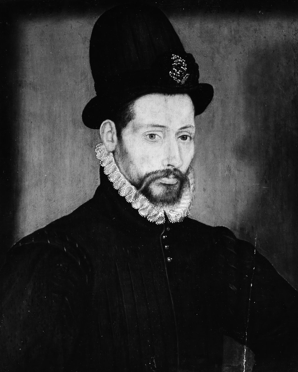 Portret van een man met een hoge hoed door Unbekannt
