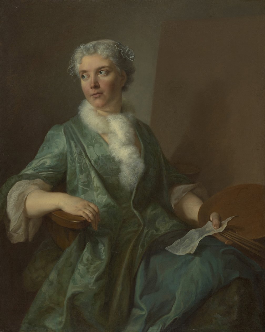 Portret van een vrouwelijke kunstenaar, ca. 1735 door Unbekannt