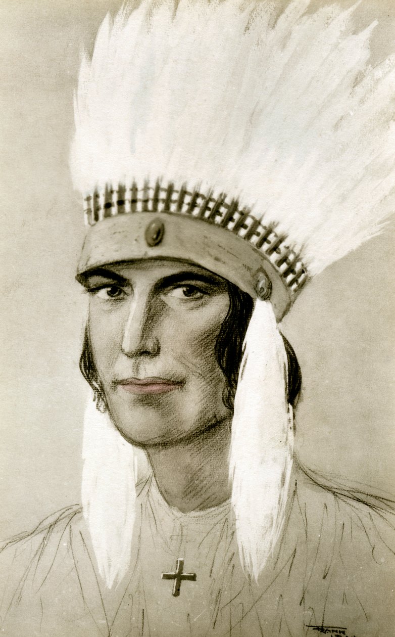 Portret van een Amerikaanse Indiaan, 20e eeuw door Unbekannt
