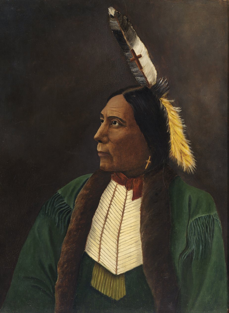 Portret van een Amerikaanse Indiaan, ca. 1900 door Unbekannt