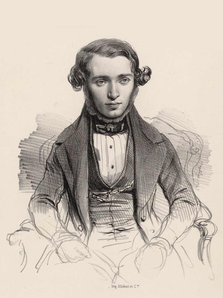 Portret van pianist en componist Jacob Rosenhain 1813-1894, 1845 door Unbekannt