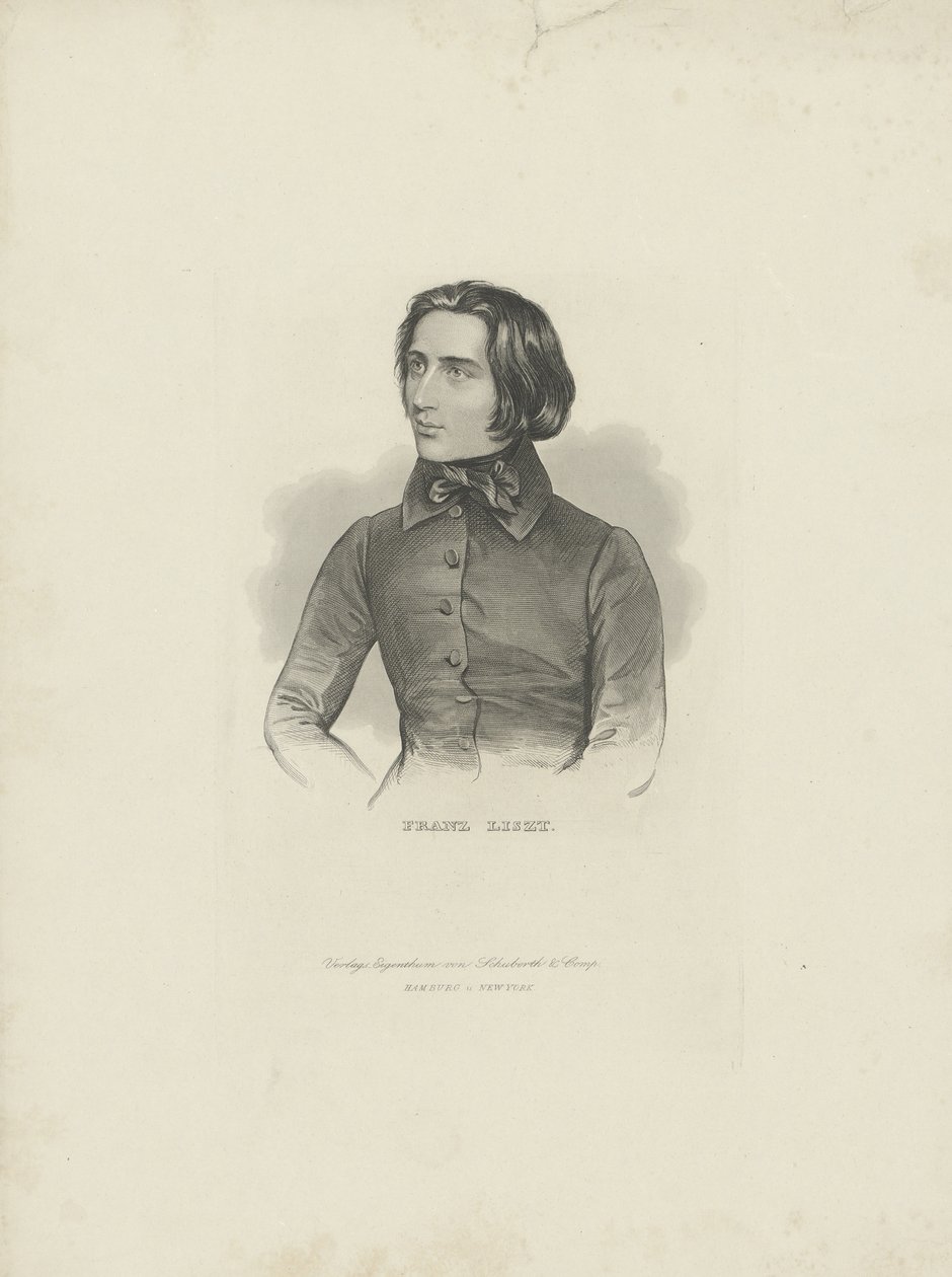 Portret van de componist Franz Liszt 1811-1886, 1840-1850 door Unbekannt
