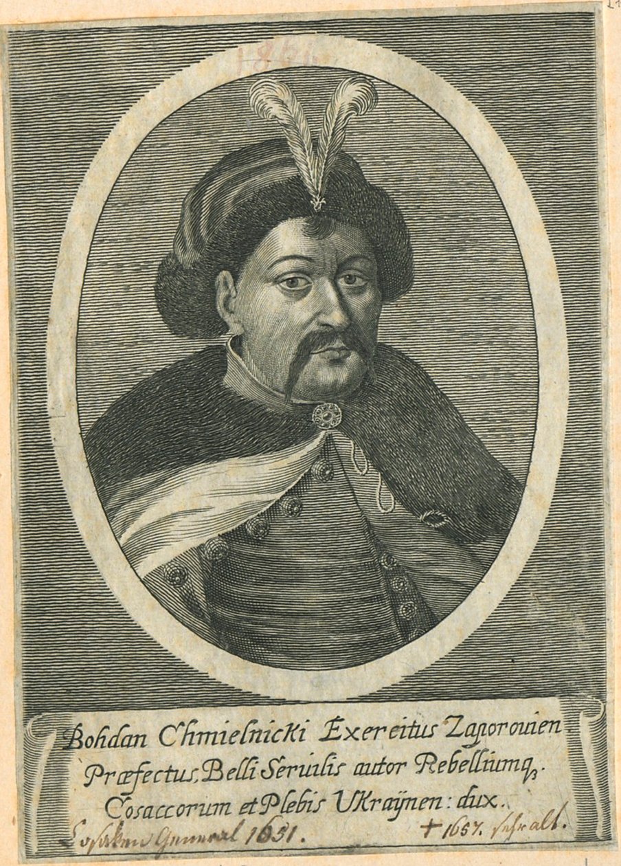 Portret van de Kozakken Hetman van Oekraïne Bohdan Khmelnytsky 1595-1657 door Unbekannt