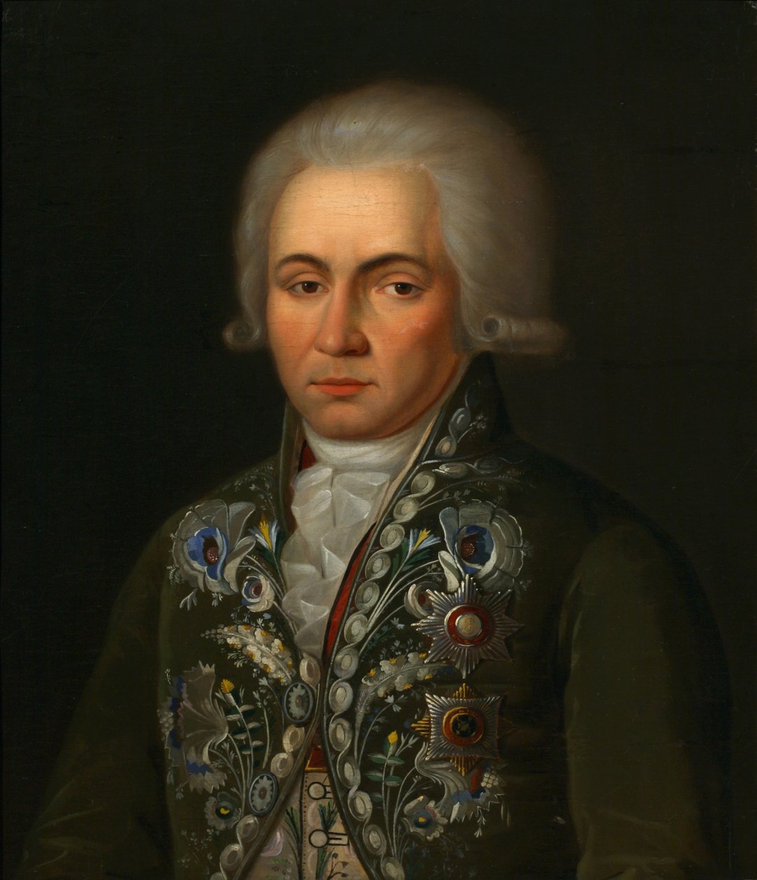 Portret van de dichter Gavrila R. Derzhavin 1743-1816, 1790s door Unbekannt