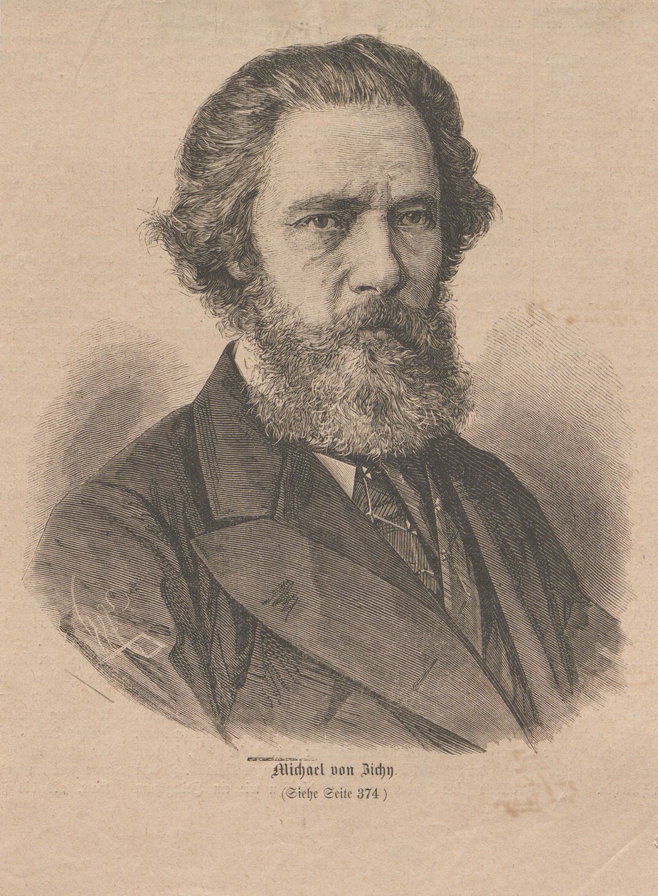 Portret van de kunstenaar Mihály Zichy 1827-1906, 1877 door Unbekannt