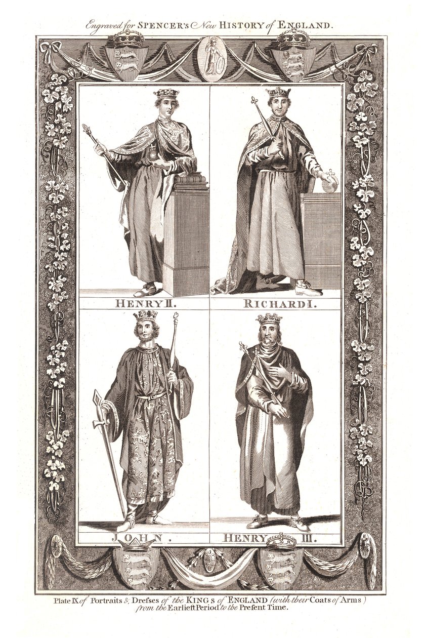 Portretten en jurken van de koningen van Engeland met wapenschilden, 1784 door Unbekannt