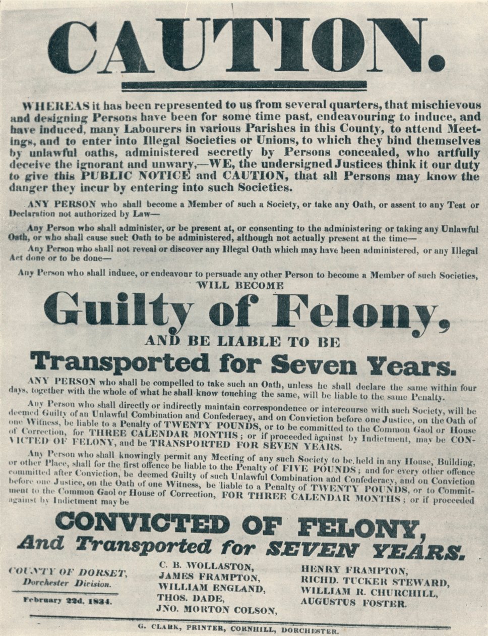 Posters waarschuwen dat degenen die schuldig zijn aan illegale eden, gedeporteerd kunnen worden, 1834, 1934 door Unbekannt