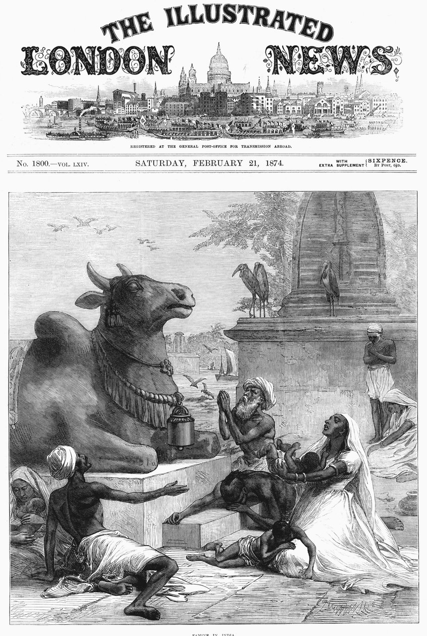 Bidden tot Nandi voor Verlichting van Hongersnood, Bengalen, India, 1874 door Unbekannt
