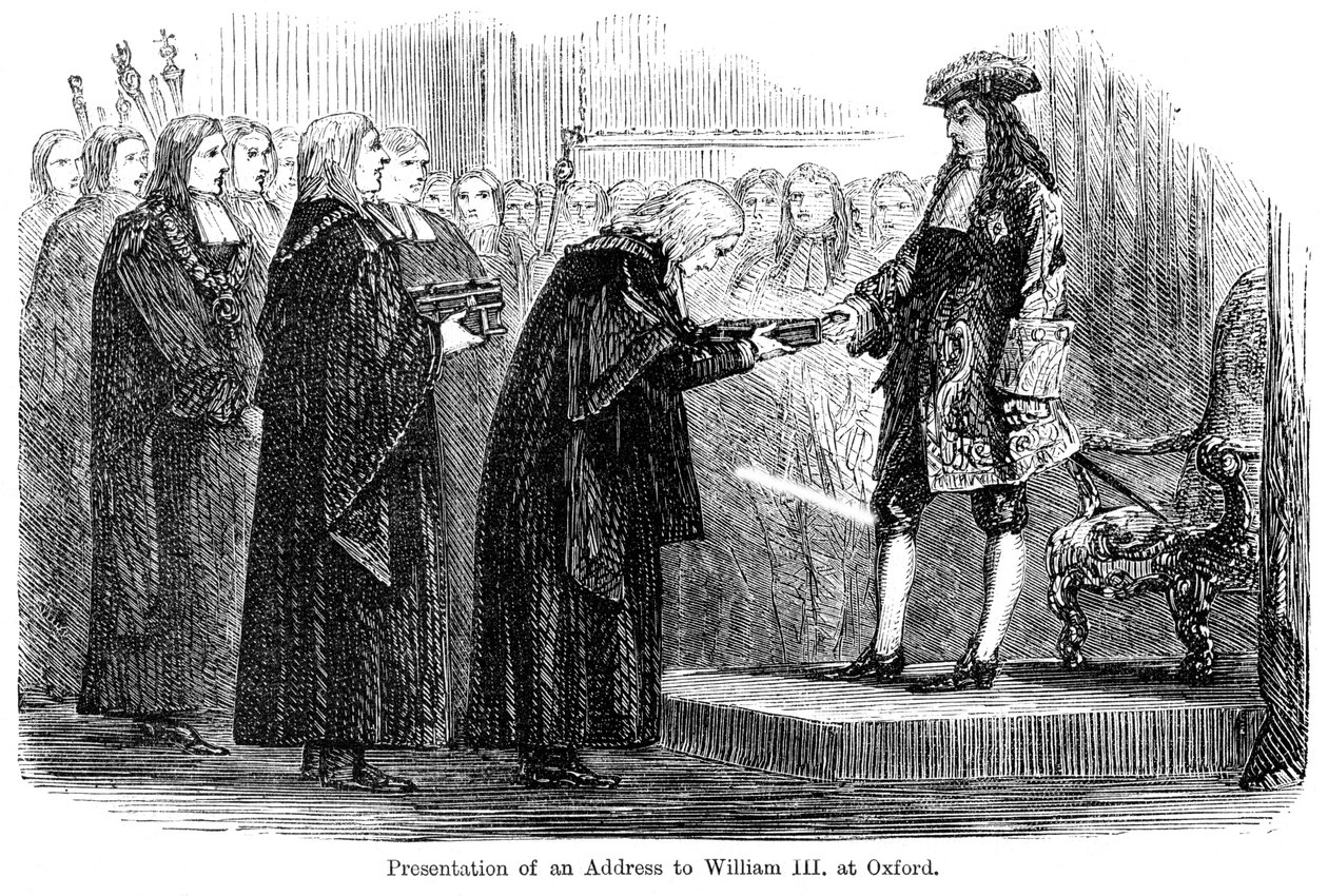 Overhandiging van een adres aan Willem III in Oxford door Unbekannt