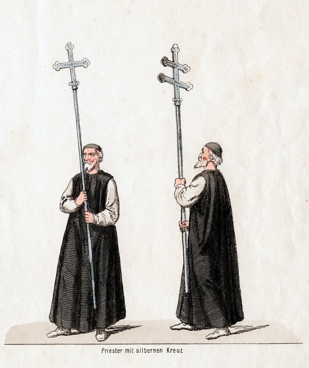 Priester met zilveren kruis, kostuumontwerp voor Shakespeares toneelstuk, Henry VIII, 19e eeuw door Unbekannt