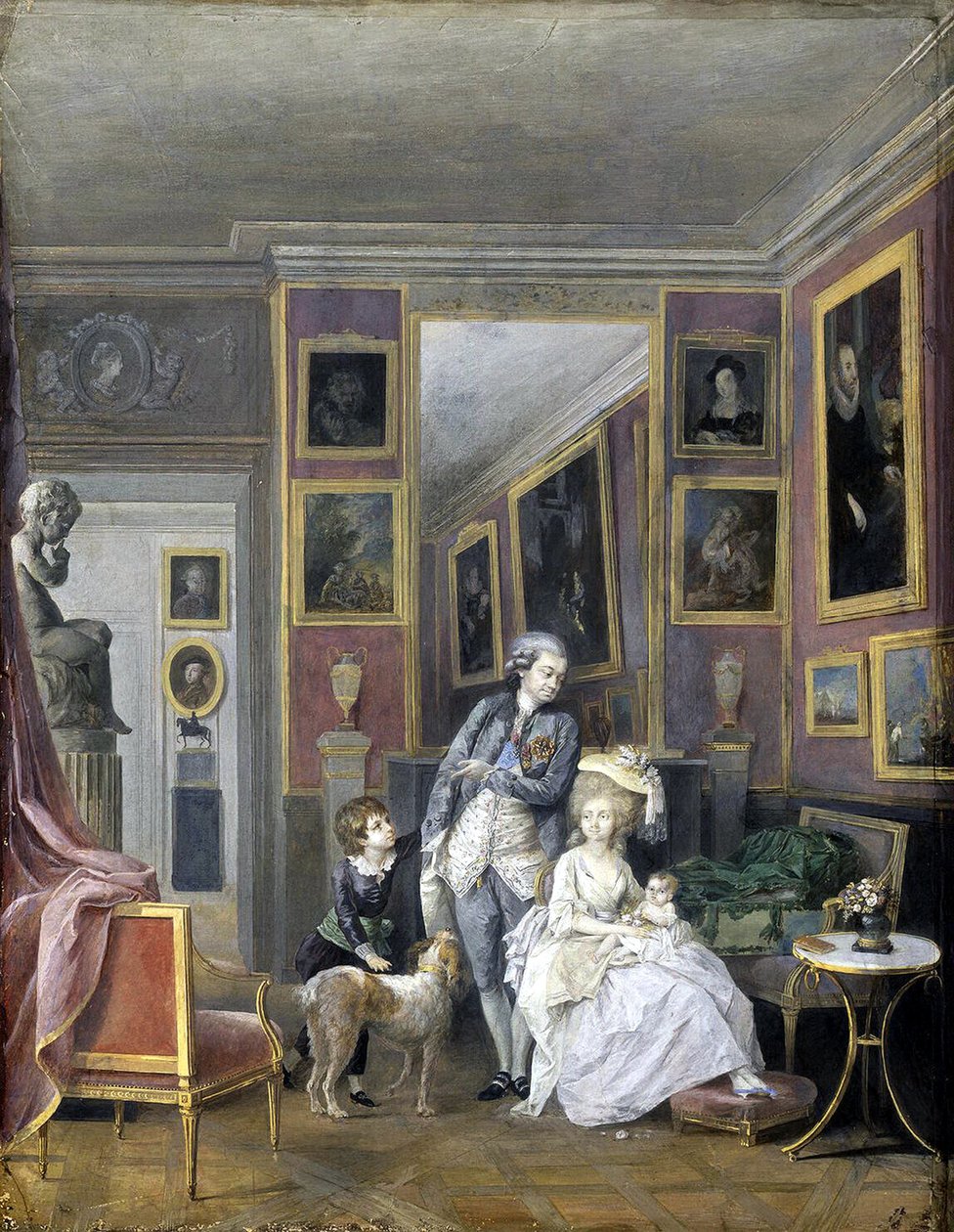 Prins Alexander Sergeevich Stroganov met zijn vrouw Ekaterina Petrovna en kinderen, ca. 1778 door Unbekannt