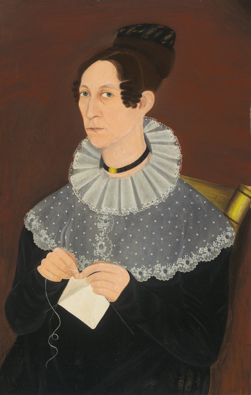 Waarschijnlijk Sarah Cook Arnold aan het breien, c. 1830 door Unbekannt