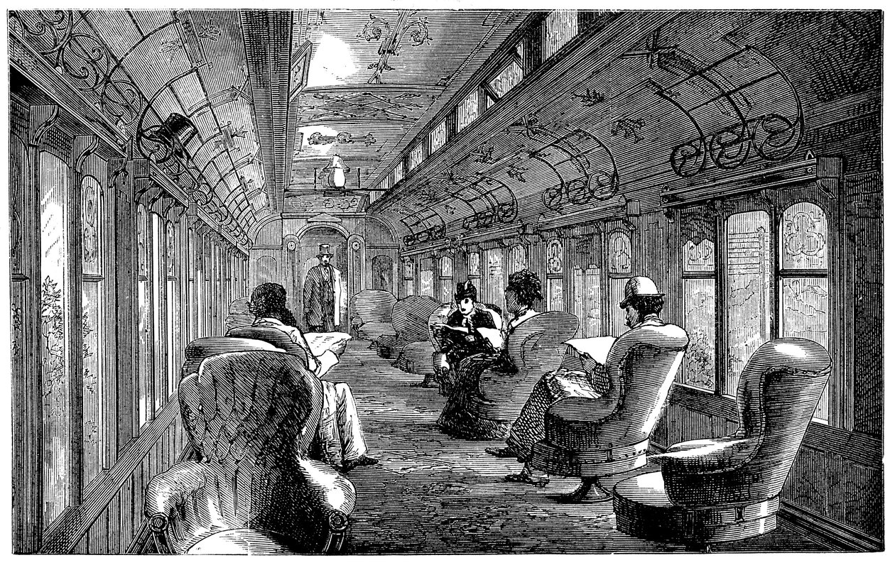 Pullman salonwagen op de Midland Railway, Engeland, 1876 door Unbekannt