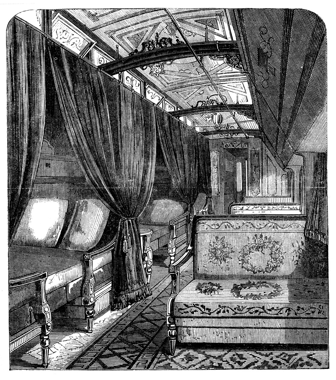 Pullman slaapwagen op de Union Pacific Railroad, ca. 1869 door Unbekannt