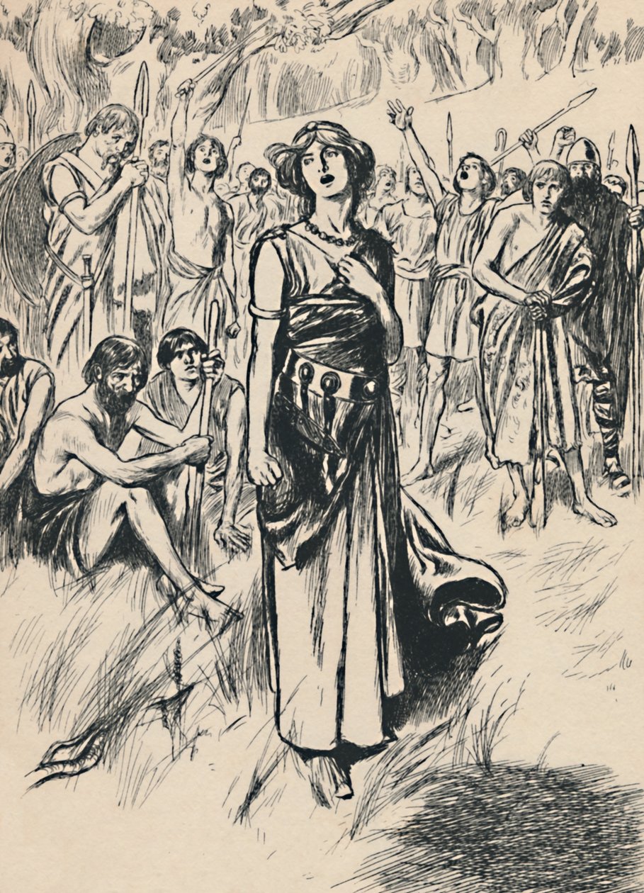 Koningin Boadicea en haar soldaten, ca. 1907 door Unbekannt