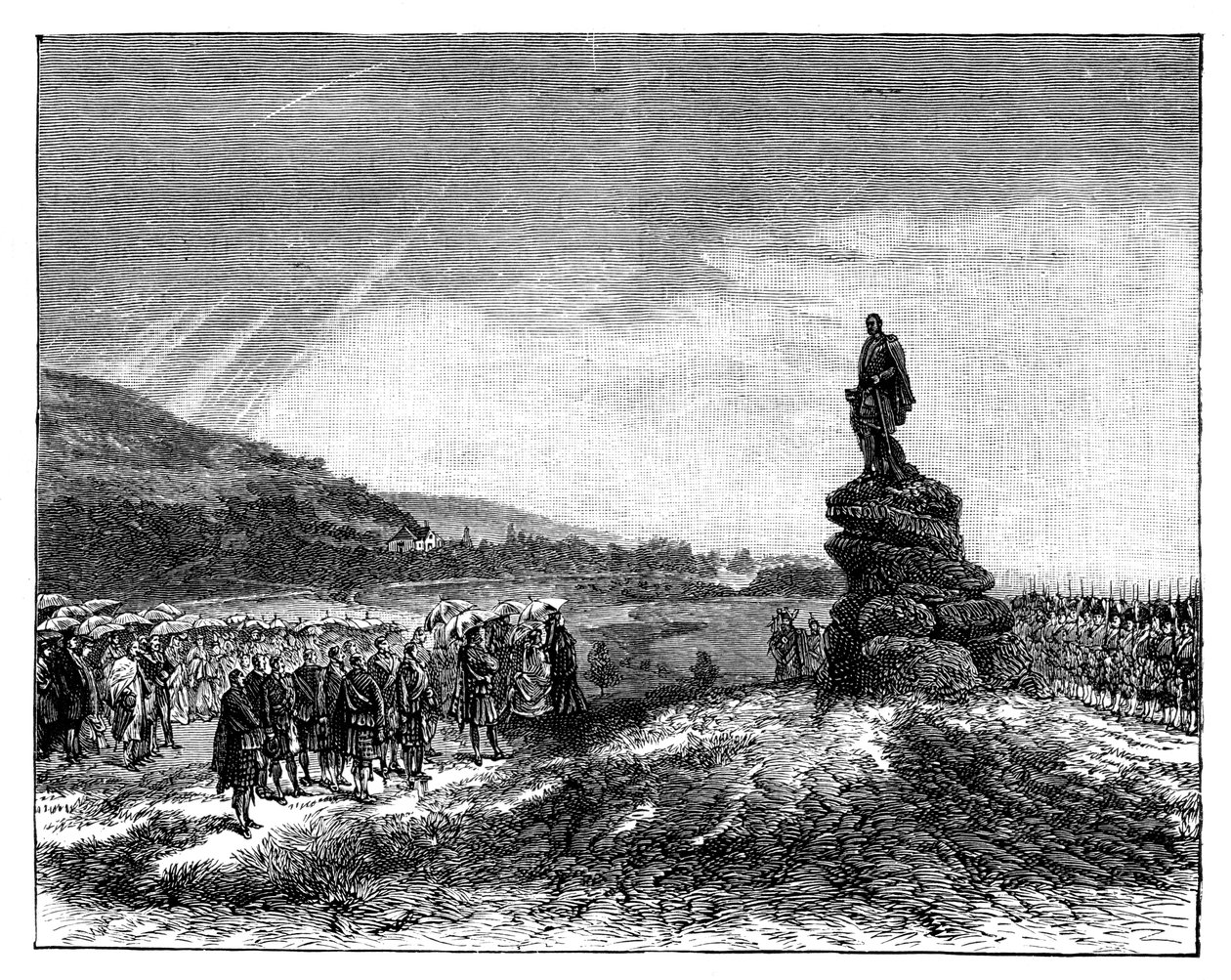 Koningin Victoria onthult een standbeeld van prins Albert in Balmoral, Schotland, 1860s door Unbekannt
