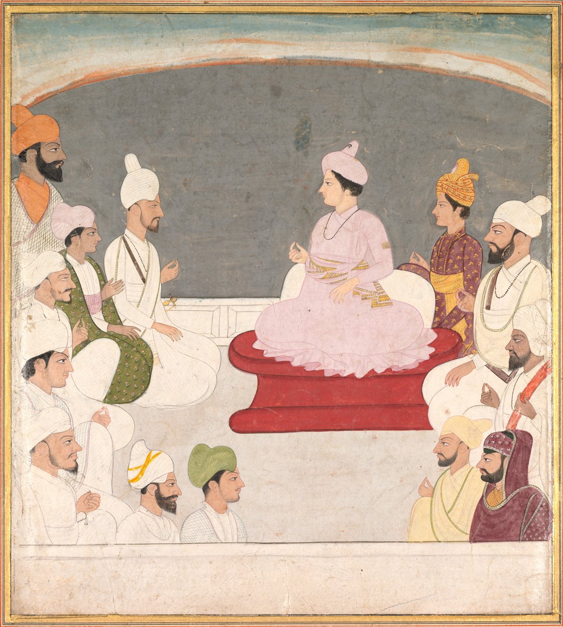 Raja Sansar Chand van Kangra en hovelingen, ca. 1783 door Unbekannt