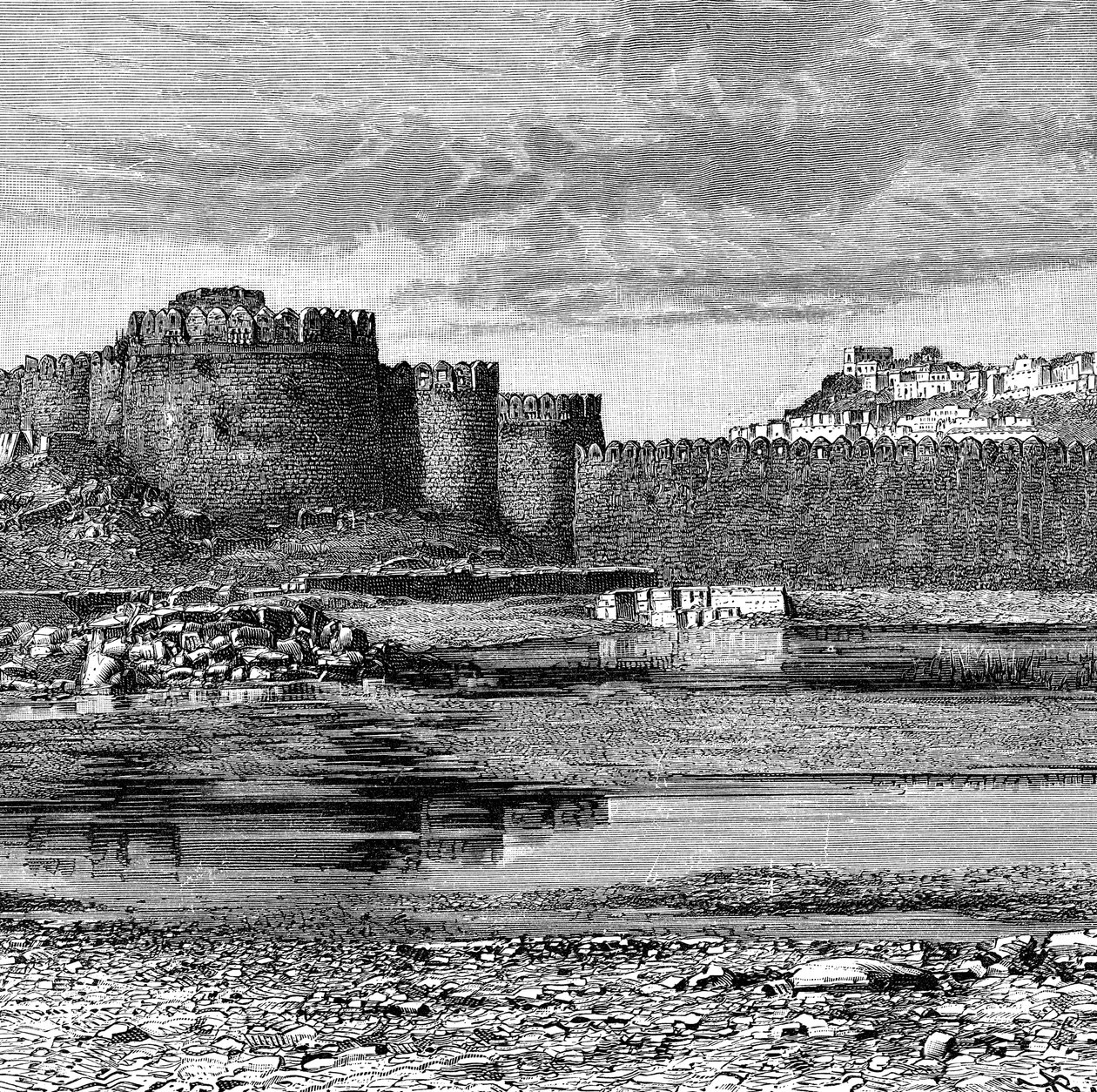 Stadsmuren en citadel, Golconda, India, 1895 door Unbekannt