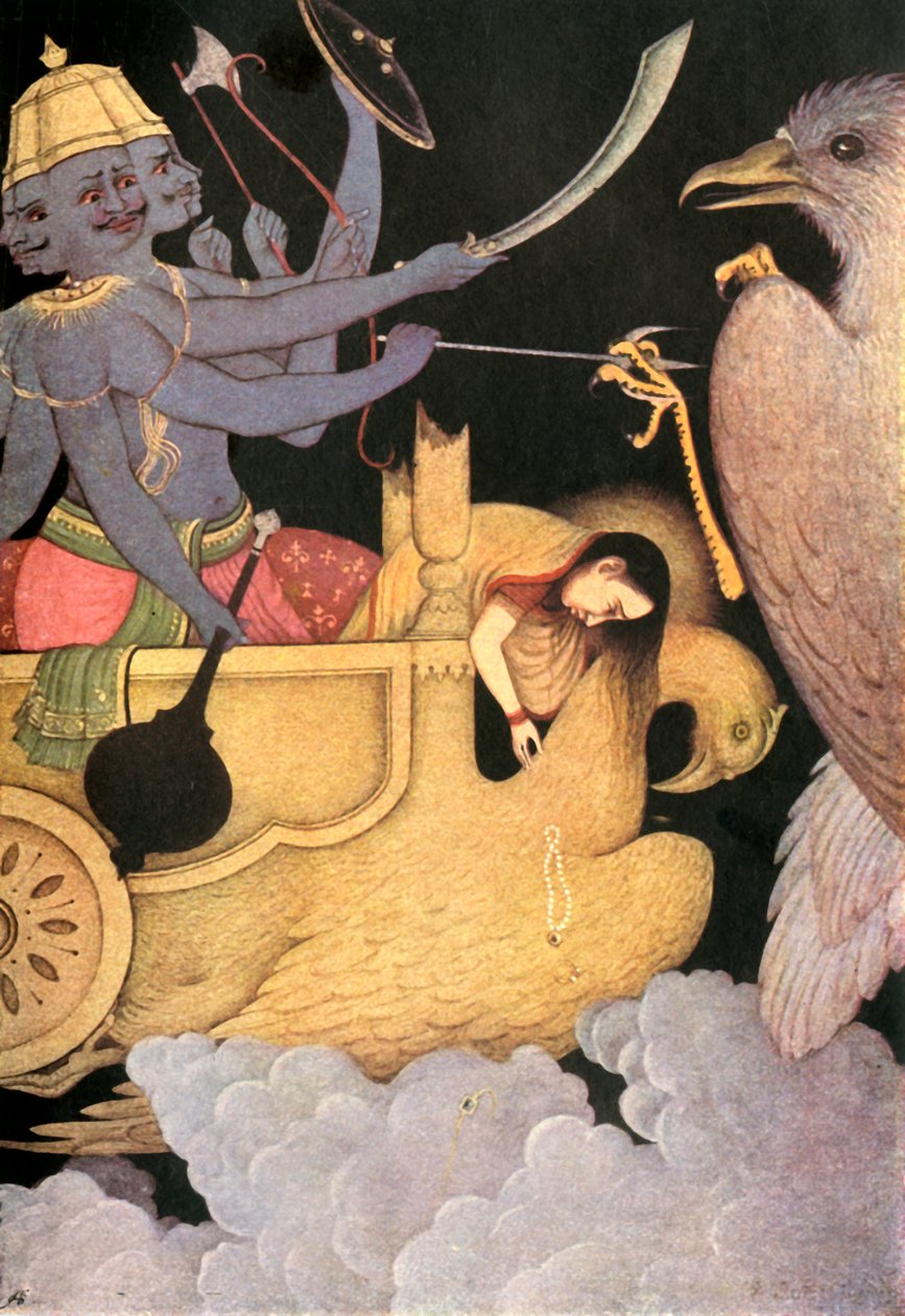Ravana vecht met Jatayu, 1920 door Unbekannt