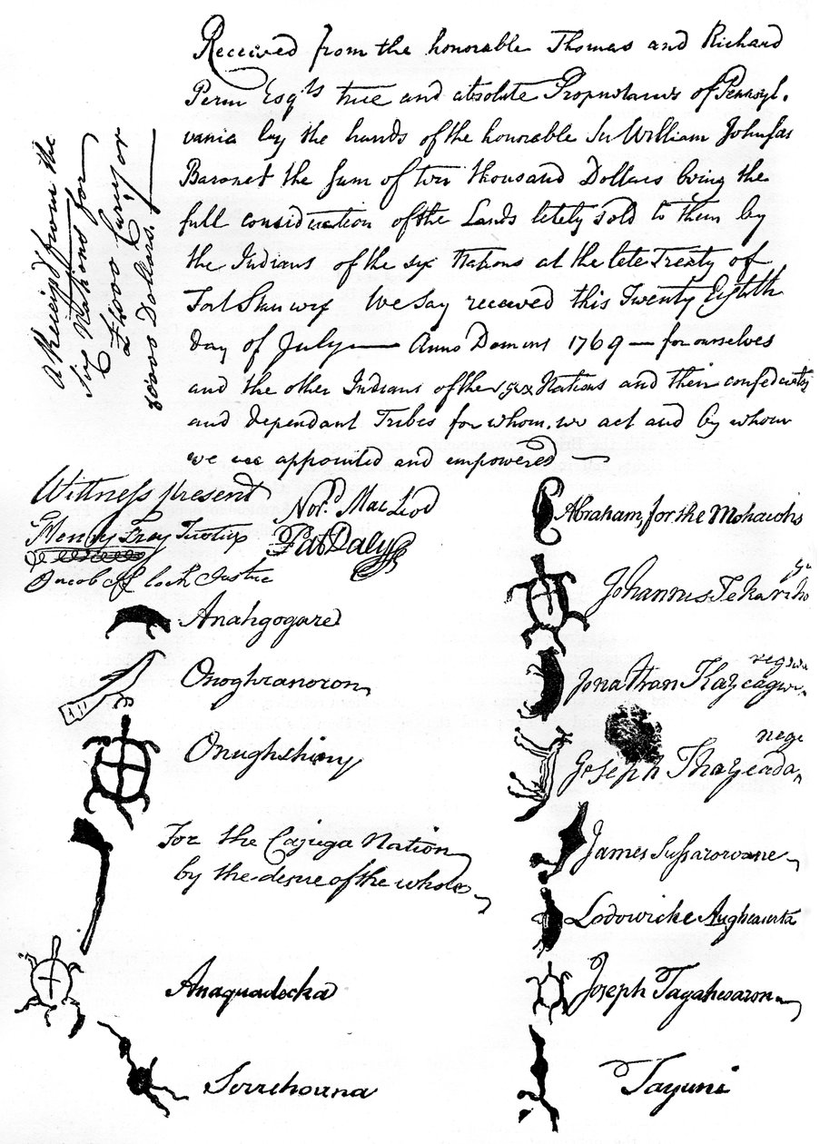 Verminderde facsimile van een verdrag tussen de Britten en de inheemse Amerikaanse stammen, 1769 door Unbekannt