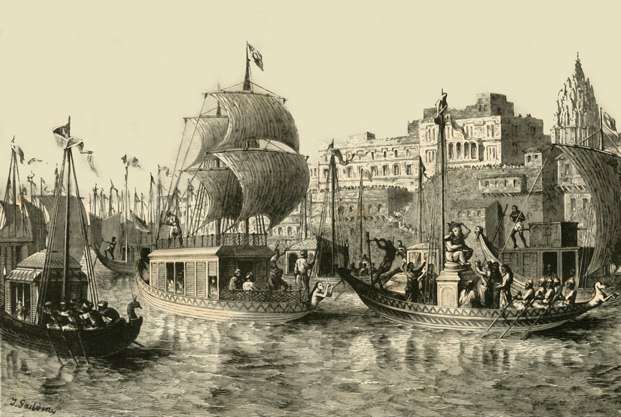 Religieus Festival in Benares, 1890 door Unbekannt
