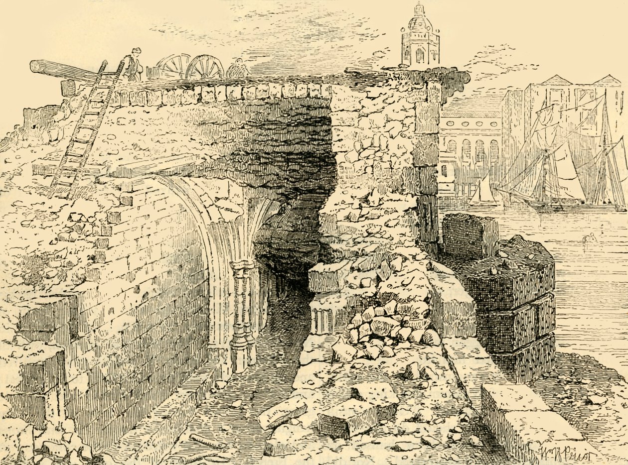 Overblijfselen van de kapel van St. Thomas, Oude London Bridge, c1872 door Unbekannt
