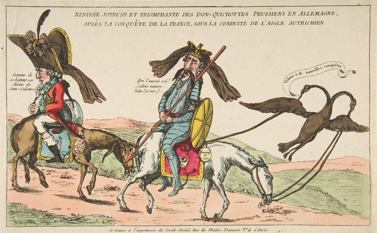 Rentréé joyeuse et triomphale des Don-Quichottes Prussiens en Allemagne, après la conq..., ca. 1792 door Unbekannt