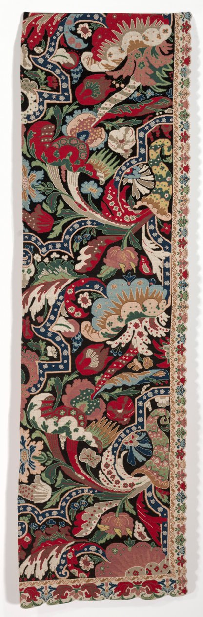 Rechterhelft van een paar borduurwerk bedgordijnen in de Bizarre stijl, 1710-1720 door Unbekannt