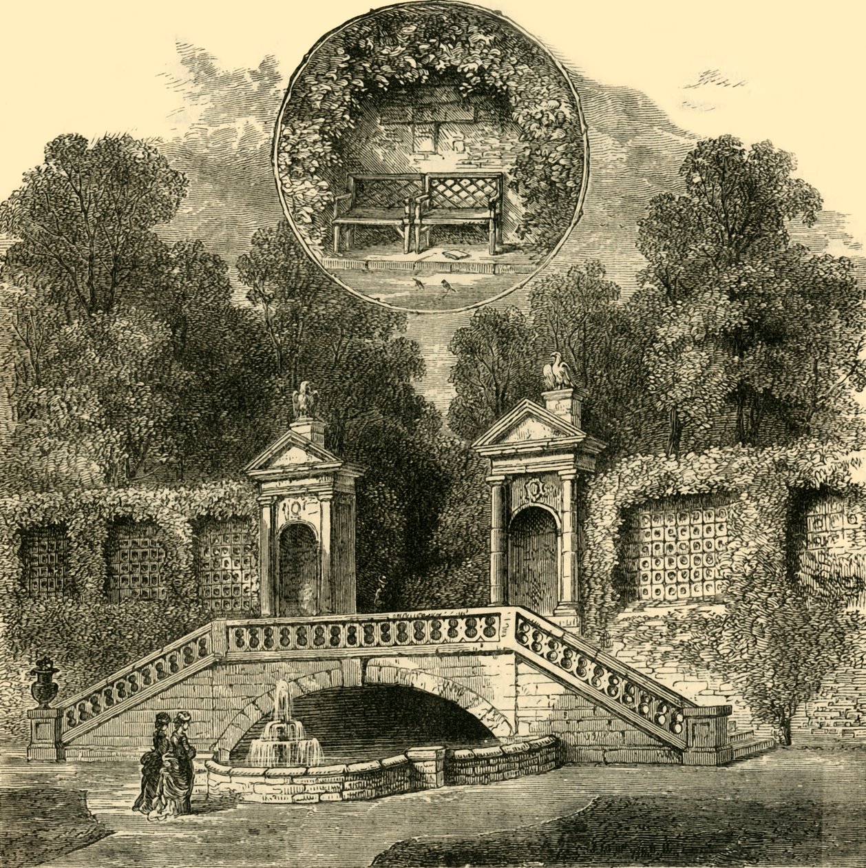 Rogers Seat en Inigo Jones Gateway, Holland House, ca. 1876 door Unbekannt