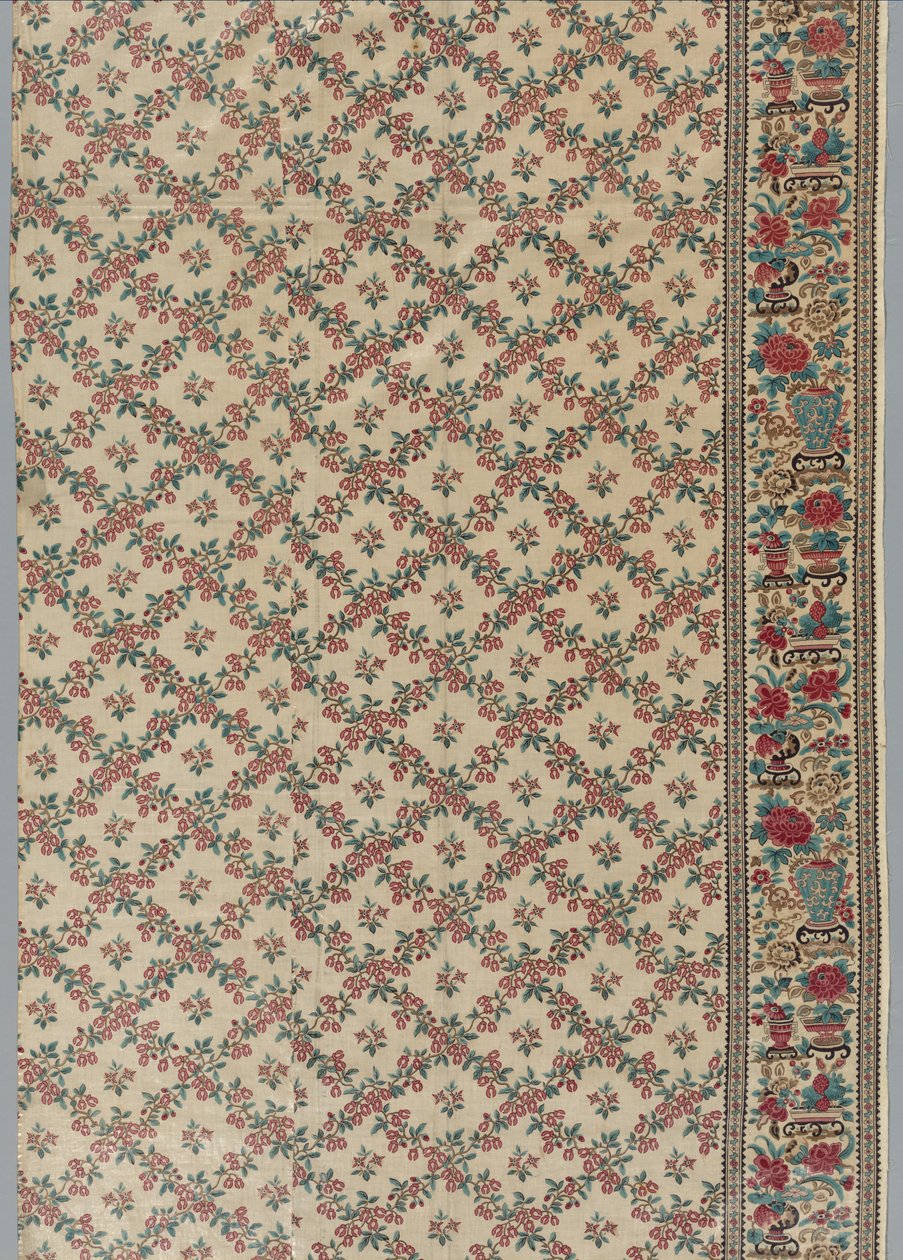 Rolbedrukte geglazuurde chintz met bloem- en vaasontwerp, 1800s door Unbekannt