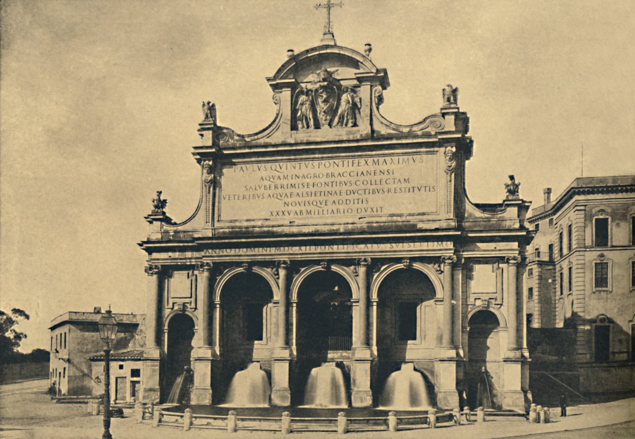 Rome - Fontein van het aquaduct van Paulus V, opgericht naar de ontwerpen van Fontana in 1612, 1910 door Unbekannt