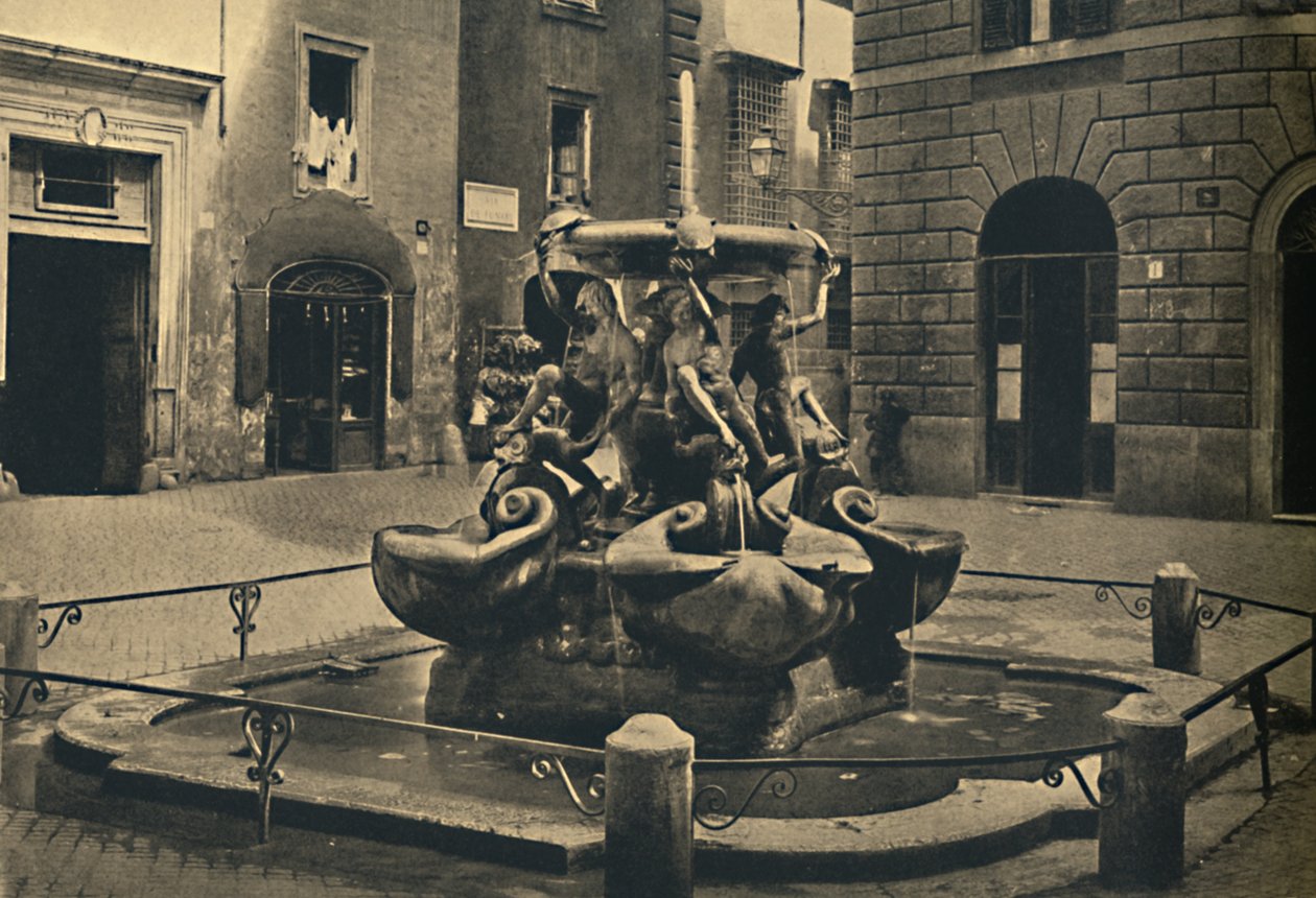 Rome - Mattei-plein. - Fontein van de schildpadden. Landini en Della Porta door Unbekannt