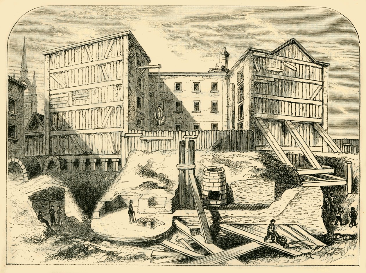 Romeinse overblijfselen gevonden in Billingsgate, ca. 1872 door Unbekannt