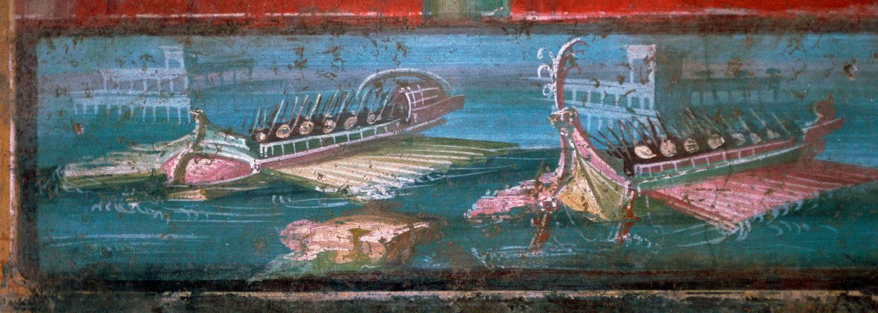 Romeinse muurschildering van schepen die soldaten vervoeren door Unbekannt
