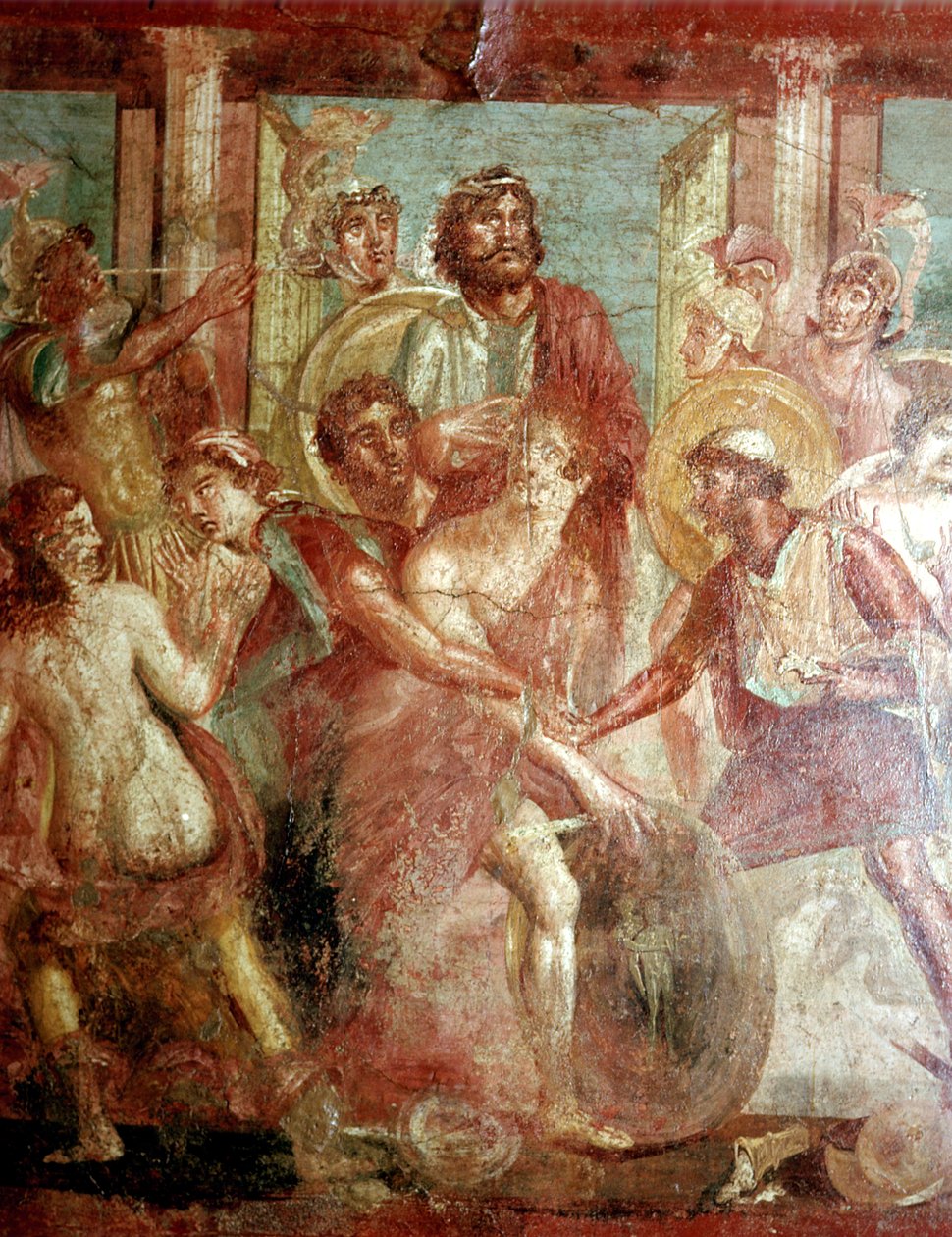 Romeinse muurschildering van Achilles die zich verstopt in Scyros, het Huis van de Dioscuri, Pompeii door Unbekannt