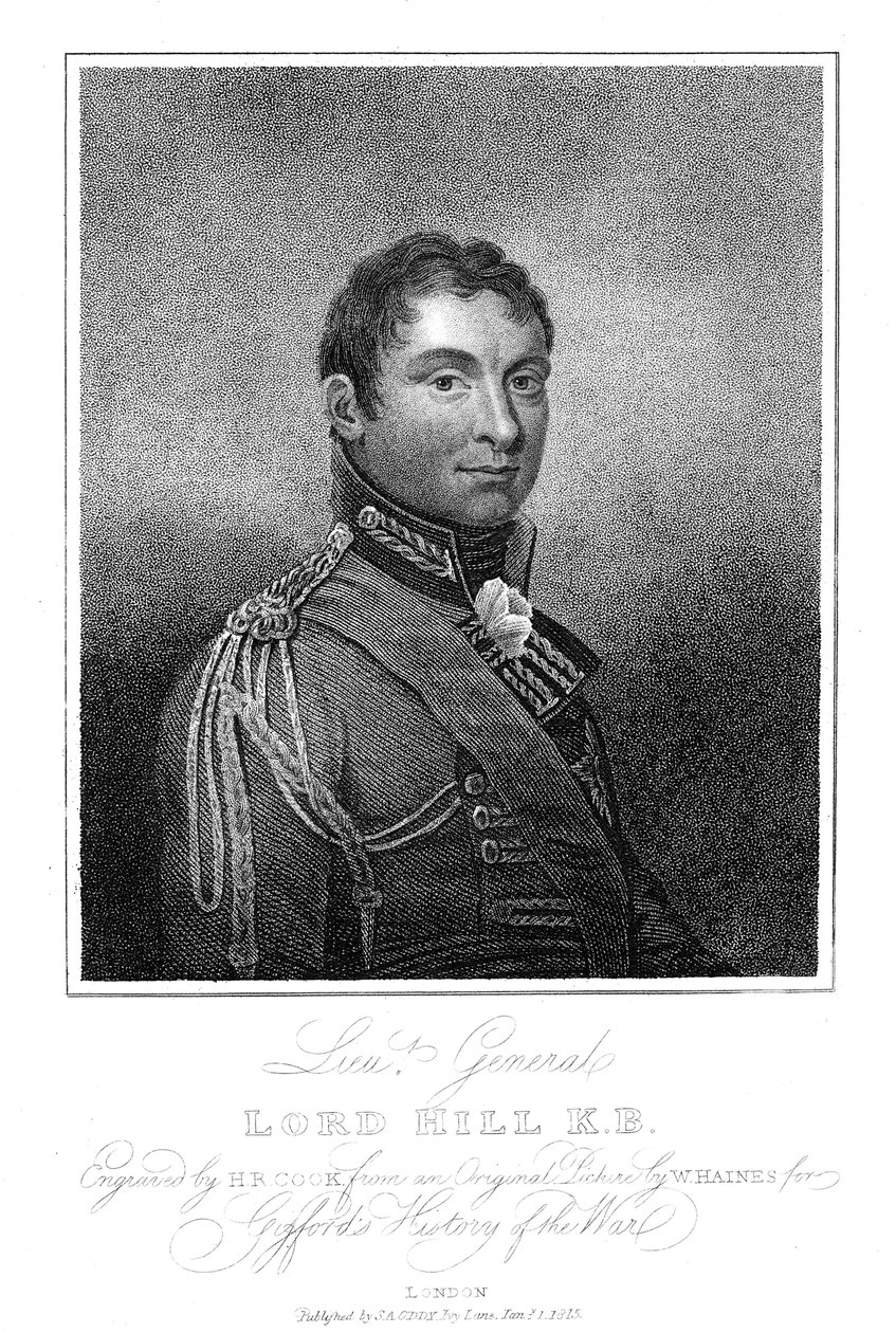 Rowland Hill, 1e Burggraaf Hill, Engelse soldaat, 1815 door Unbekannt