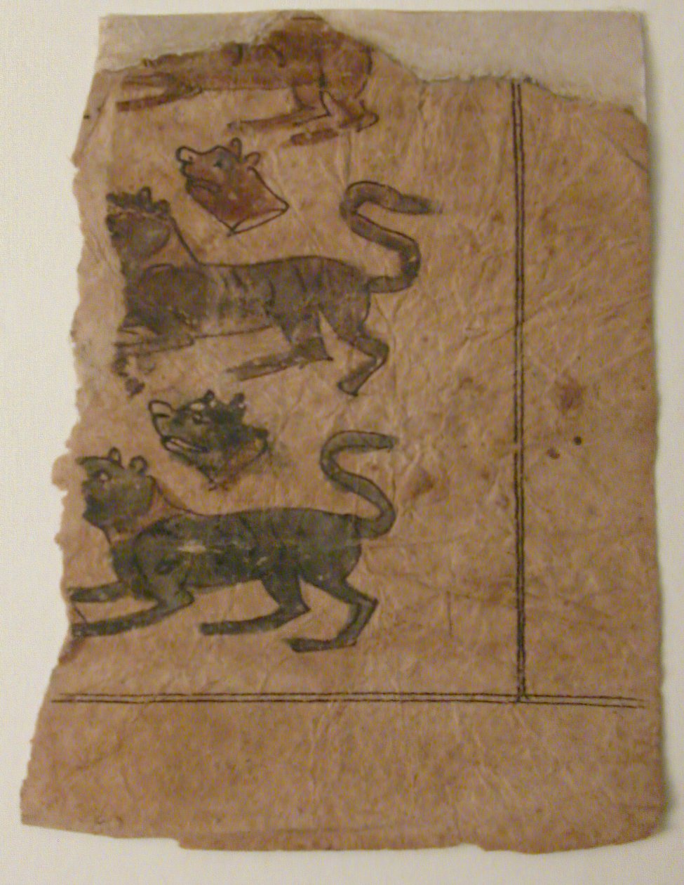 Rijen Dieren Afgewisseld met Afgehakte Hoofden, Folio uit een Manuscript, 11e-12e eeuw door Unbekannt