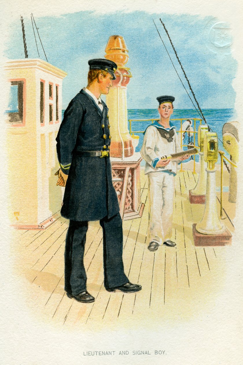 Luitenant van de Koninklijke Marine en seinjongen, c1890-c1893 door Unbekannt