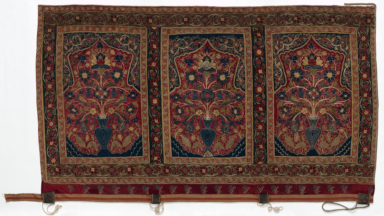 Koninklijke Ronde Tent gemaakt voor Muhammad Shah wandpaneel met drie panelen C, 1834-1848 door Unbekannt