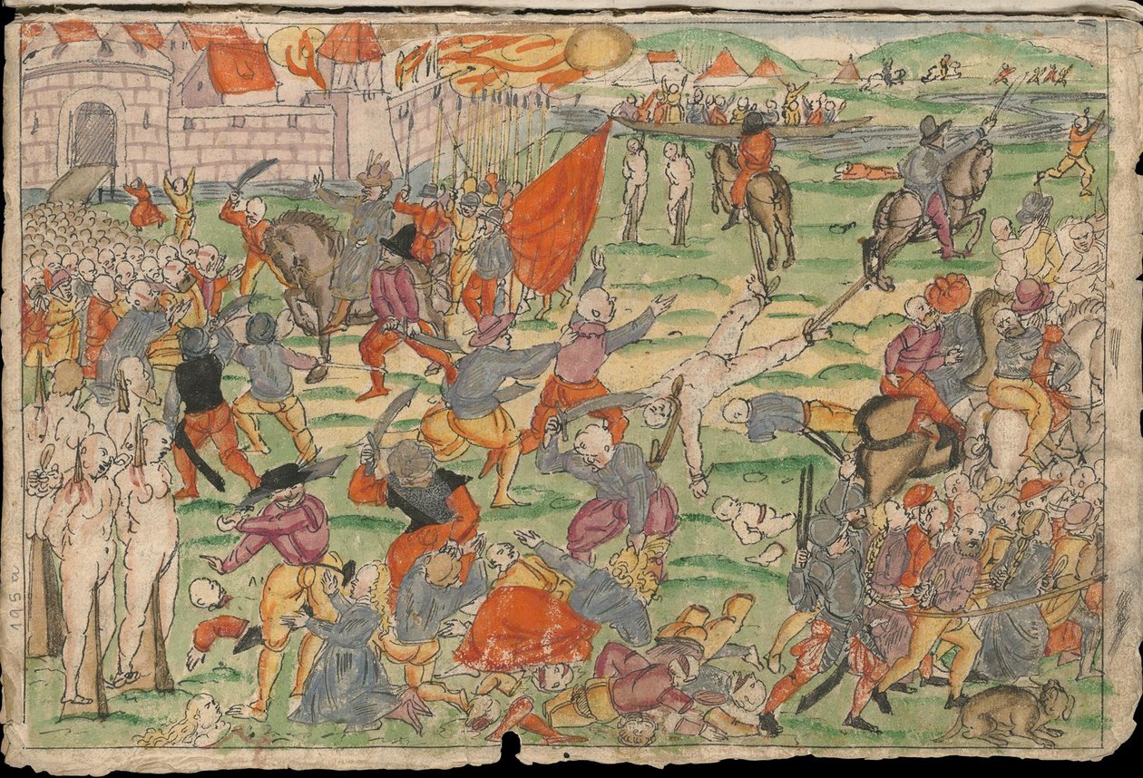 Russische wreedheden in Livonia in juli en augustus 1577. Uit Johann Jakob Wicks Sammlung von Nachrichten door Unbekannt